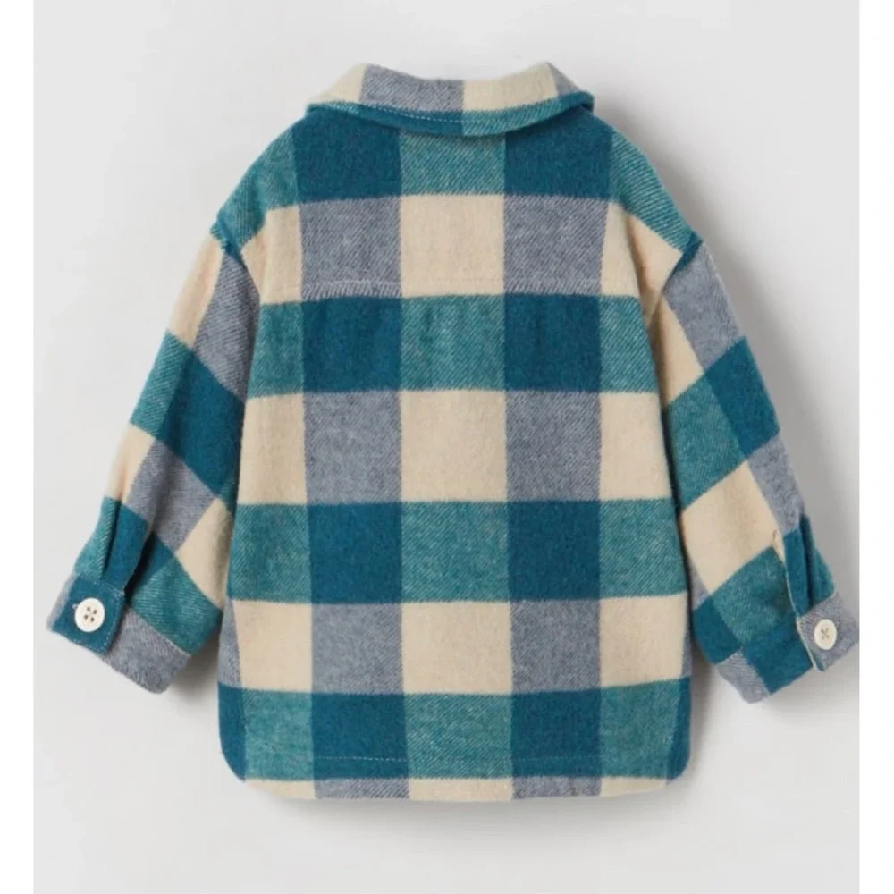 Zara Kids Boys Plaid Flannel Wool Blend Shacket Overshirt Shirt Jacket Size 2-3Y